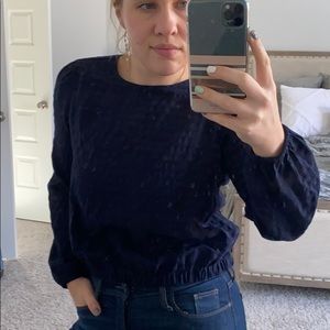 Loft blue blouse with elastic and back v